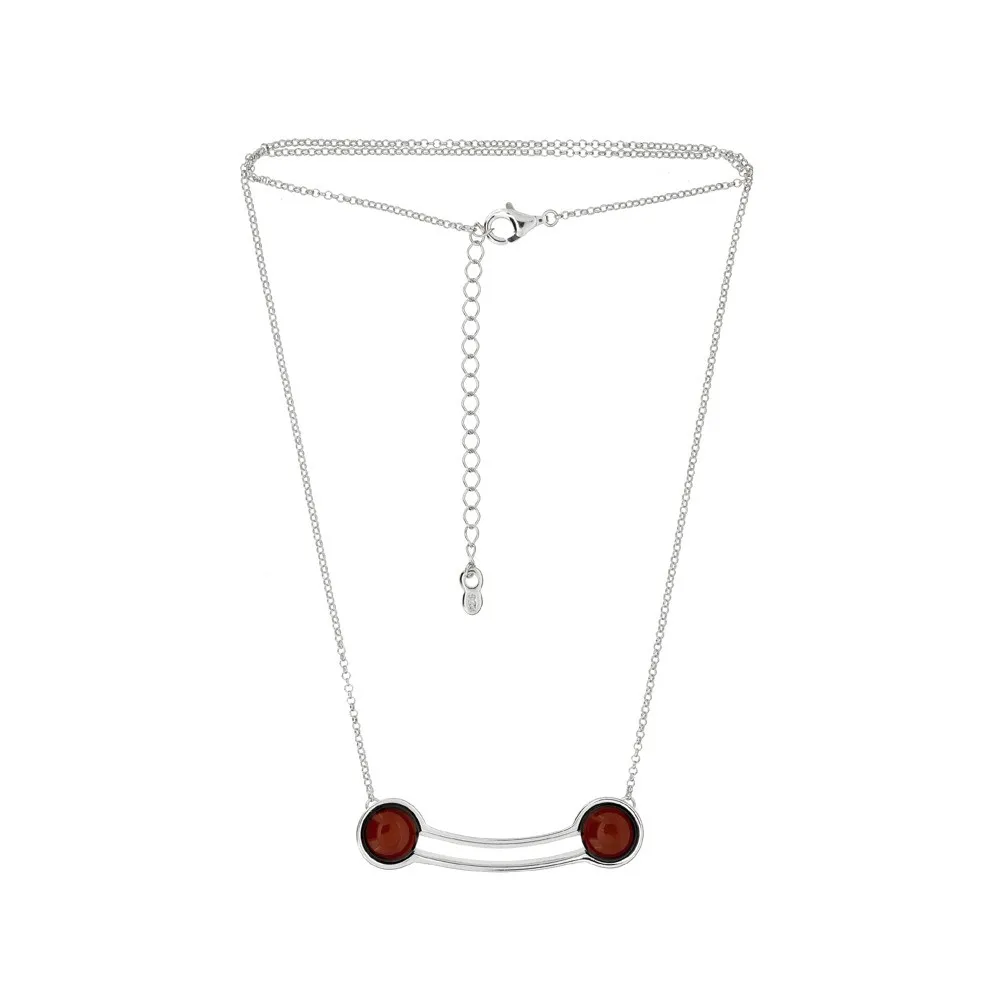 Naszyjnik srebrny z wiśniowym bursztynem - anna