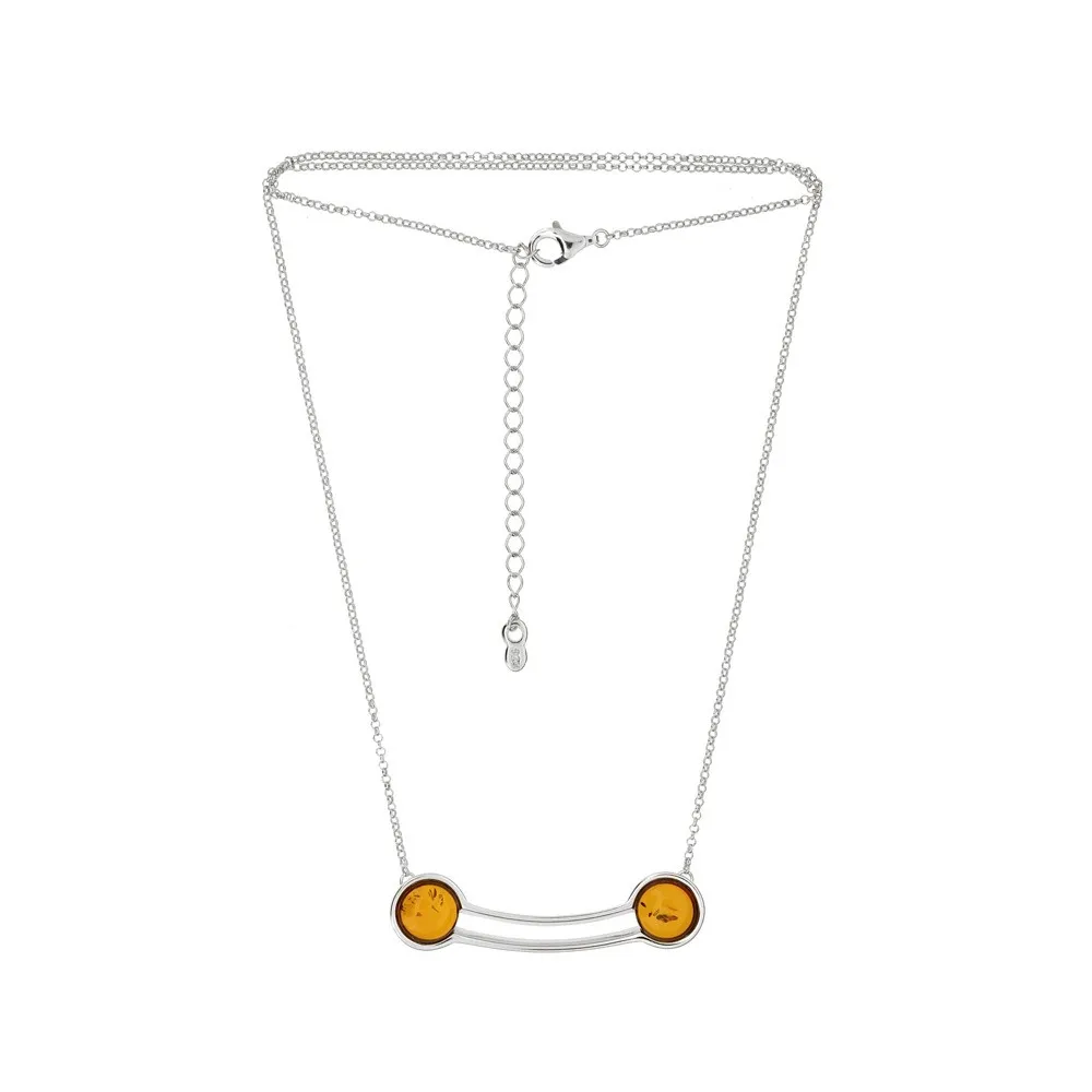 Naszyjnik srebrny z konikowym bursztynem -  anna