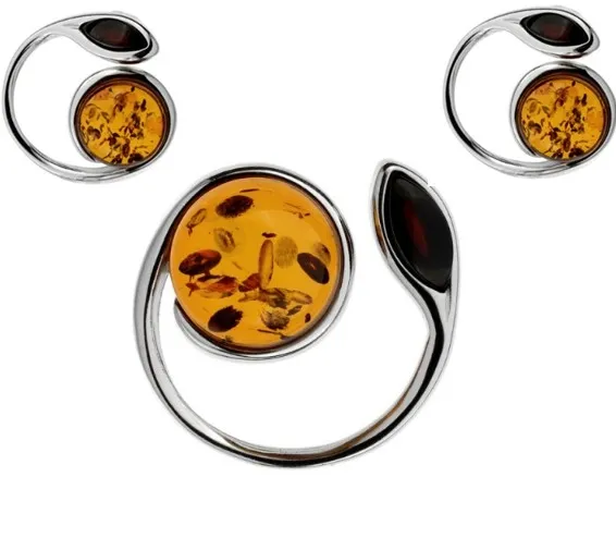 Srebrny komplet z bursztynem noemi