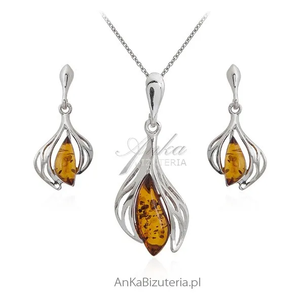Biżuteria srebrna z bursztynem - biżuteria na prezent
