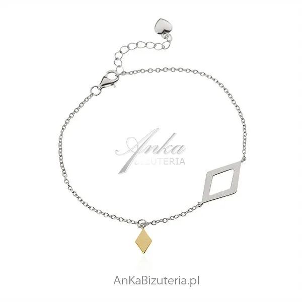Bransoletka srebrna geometric  srebro rodowane i pozłacane