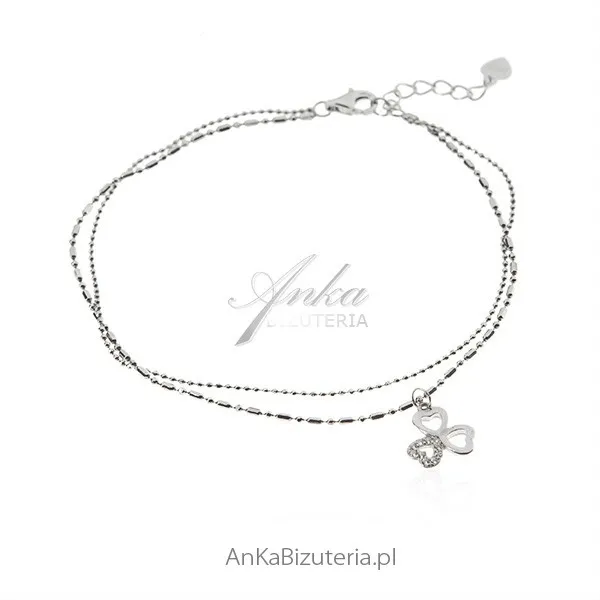 Bransoletka srebrna  włoska koniczynka na szczęście