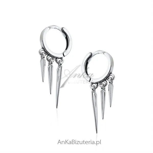 Kolczyki srebrne  kółka z przywieszkami