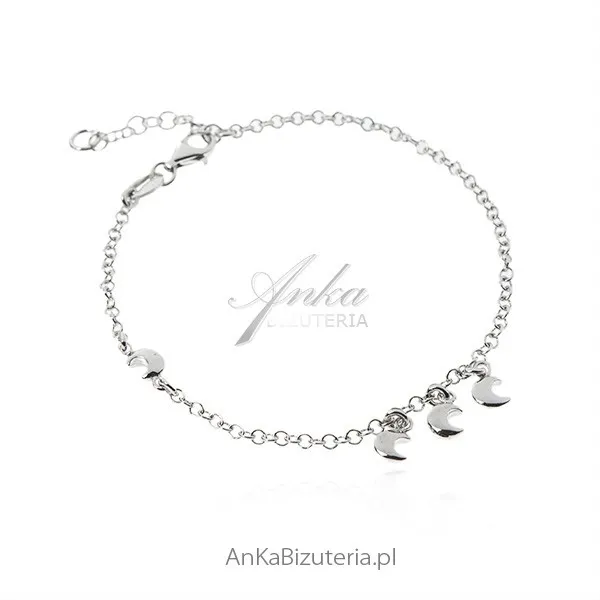 Biżuteria srebrna bransoletka z przywieszkami księżyce