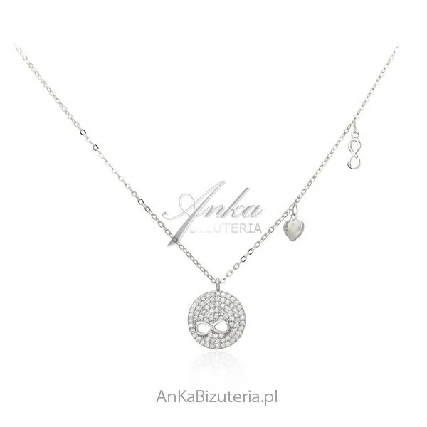 Naszyjnik srebrny ze znakiem nieskończoności i maleńkimi cyrkoniami