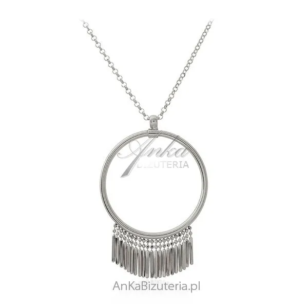 Srebrny naszyjnik okrągły z frędzelkami