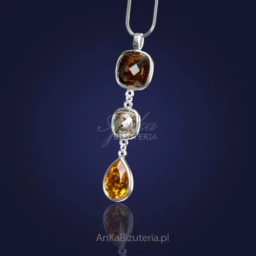 Biżuteria naszyjnik srebrny z kryształami swarovski