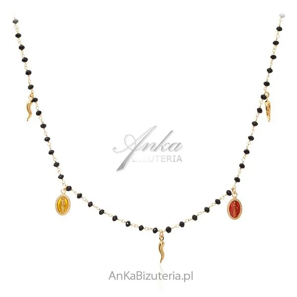 Modna biżuteria srebrna pozłacana z czarnymi onyksami