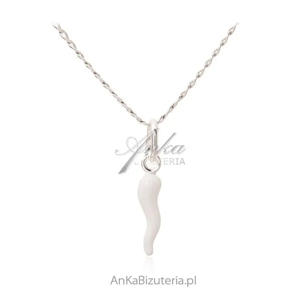 Zawieszka srebrna good luck - biała