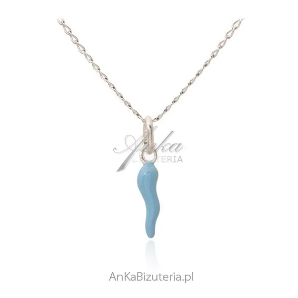 Zaweieszka srebrna good luck - niebieska
