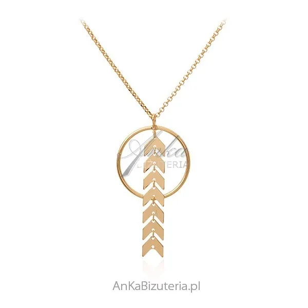 Naszyjnik srebrny pozłacany z przywieszkami