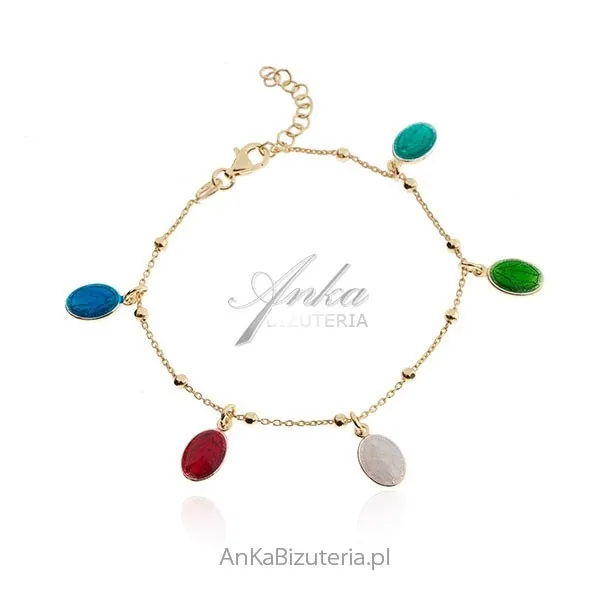 Bransoletka srebrna pozłacana matka boska cudowna i św. rita