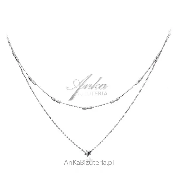 Srebrny naszyjnik podwójny z pałeczkami i gwiazdką