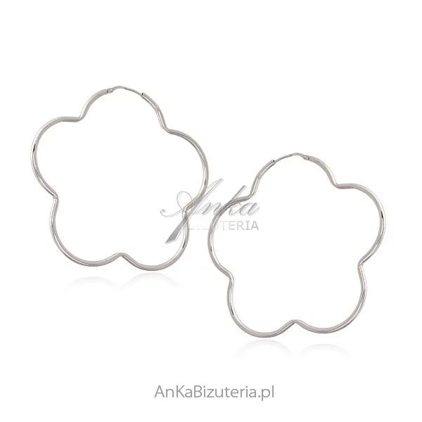 Duże kolczyki srebrne kwiat  - hit - biżuteria włoska - 6 cm