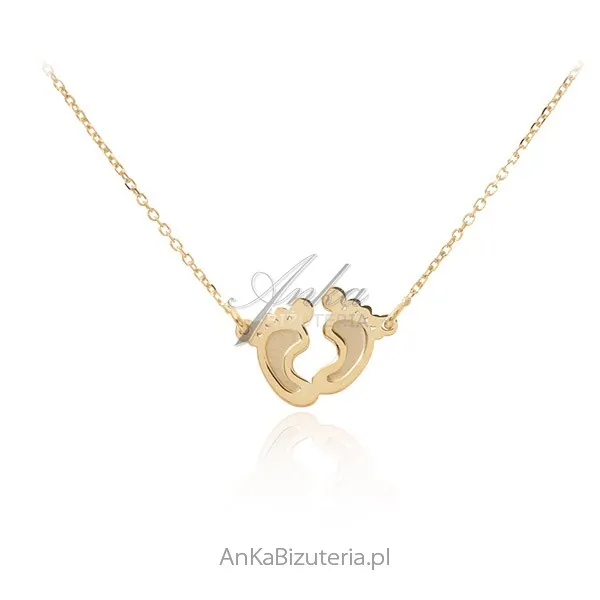 Srebrny naszyjnik pozłacany  - stópki dziecka