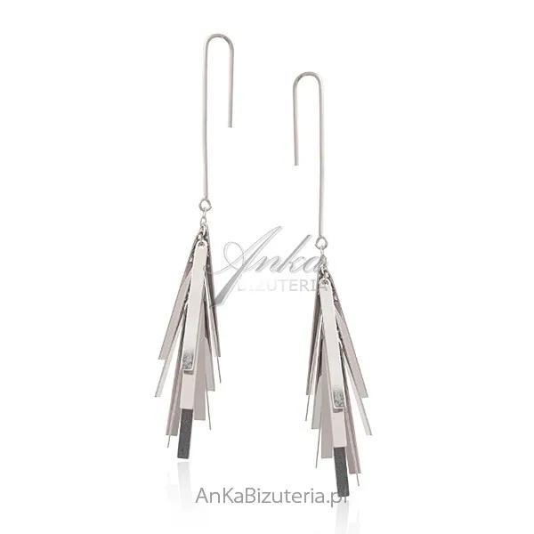 Kolczyki srebrne - srebrne frędzle  - biżuteria włoska