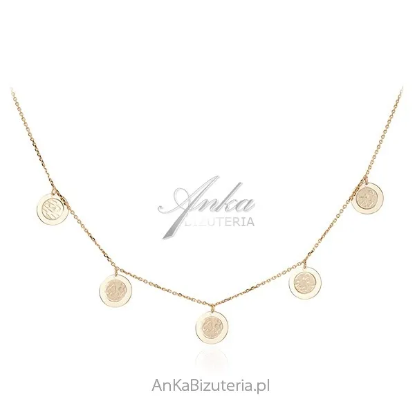 Srebrny naszyjnik pozłacany z satynowanymi kółkami