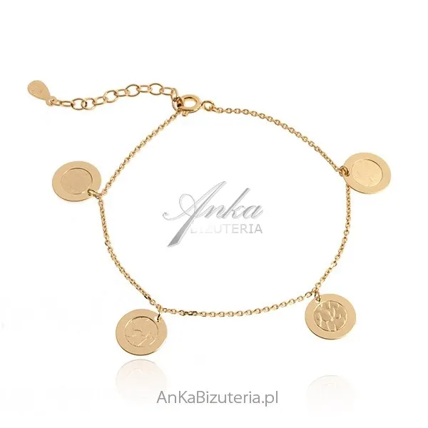 Bransoletka srebrna pozłacana i satynowana