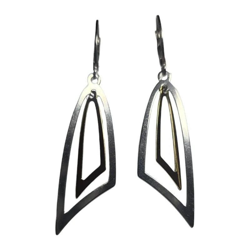 Kolczyki srebrne pozłacane wiszące trójkąty