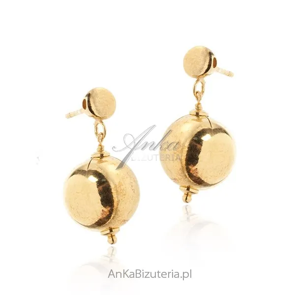 Kolczyki srebrne pozłacane kule z efektem lustra