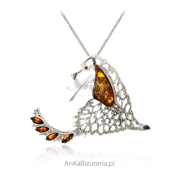 Zawieszka srebrna z bursztynem spaniel