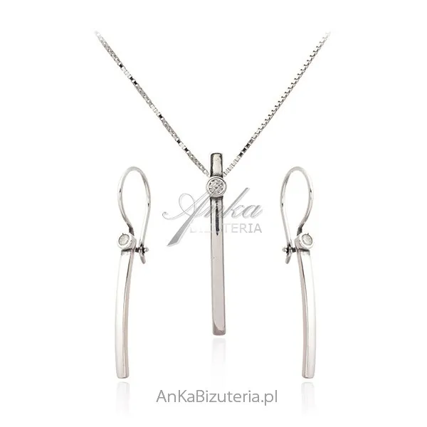 Biżuteria srebrna komplet z cyrkoniami