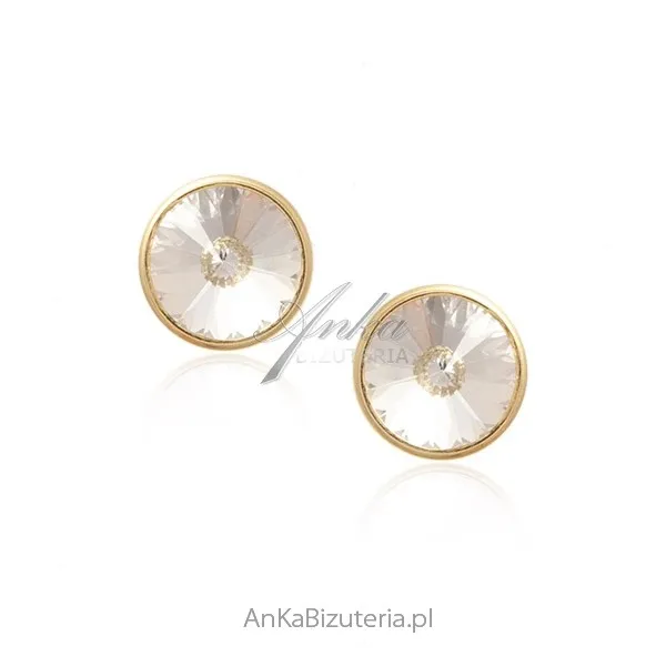 Kolczyki srebrne pozłacane z kryształem swarovski cristal