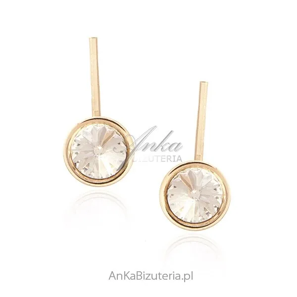 Kolczyki srebrne pozłacane różowym złotem z kryształami swarovski crystal