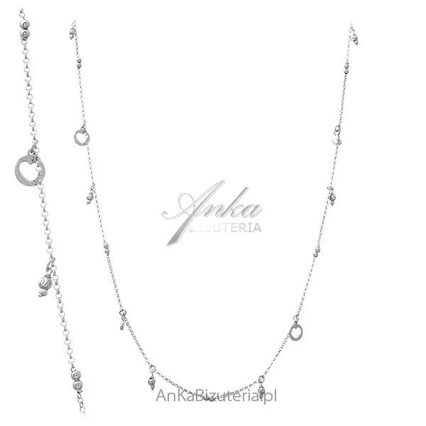 Srebrna biżuteria damska - naszyjnik srebrny długi z przywieszkami