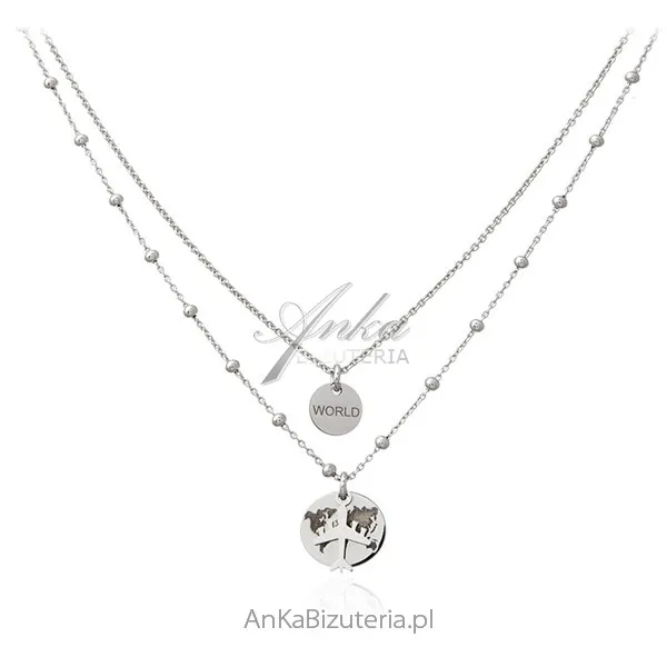 Srebrny naszyjnik  "around the world"