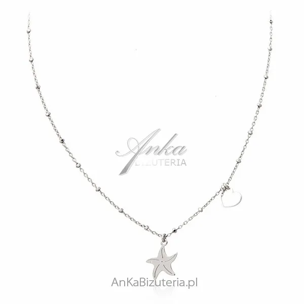 Biżuteria srebrna  - naszyjnik rozgwiazda z serduszkiem