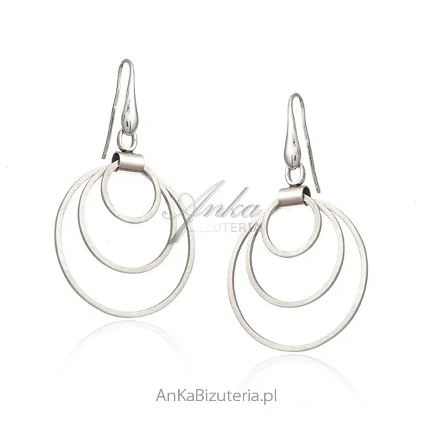 Kolczyki srebrne satynowane kółka