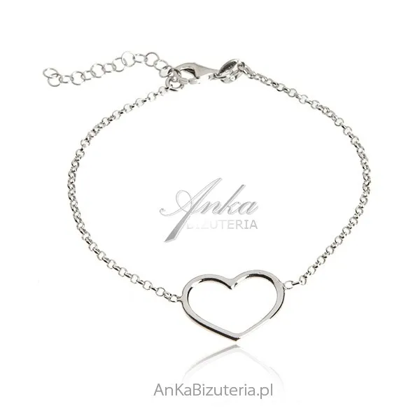 Bransoletka srebrna serce