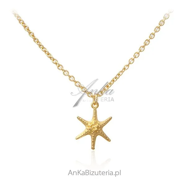 Srebrna biżuteria pozłacana rozgwiazda