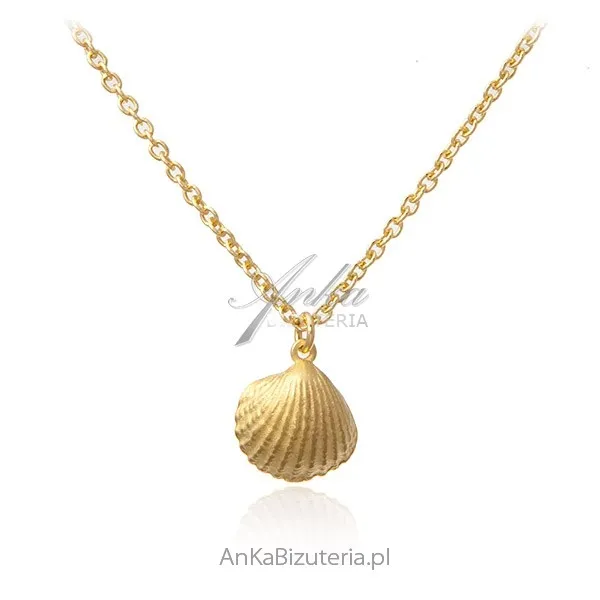 Naszyjnik srebrny pozłacany muszla