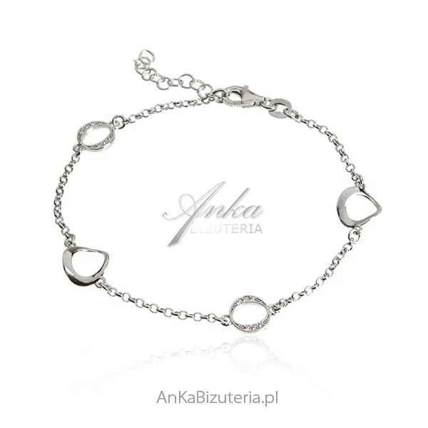 Srebrna bransoletka z mikrocyrkoniamii
