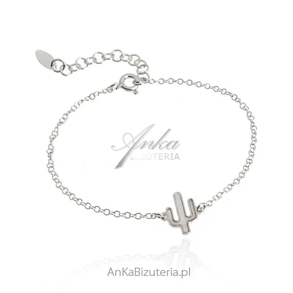 Srebrna bransoletka kaktus z masą perłową
