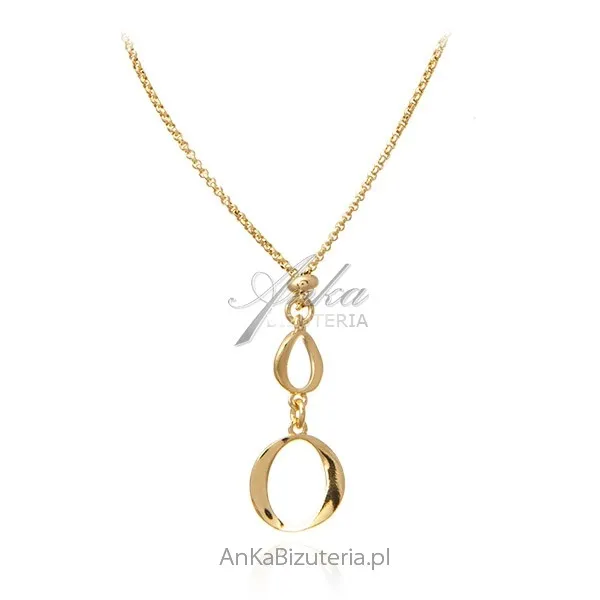 Srebrny naszyjnik pozłacany z kółeczkami