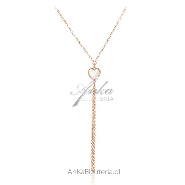 Srebrny naszyjnik pozłacany różowym złotem z masą perłową serduszko