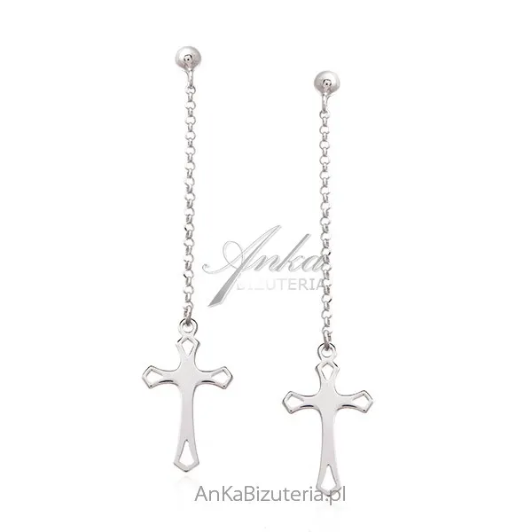 Kolczyki srebrne krzyże