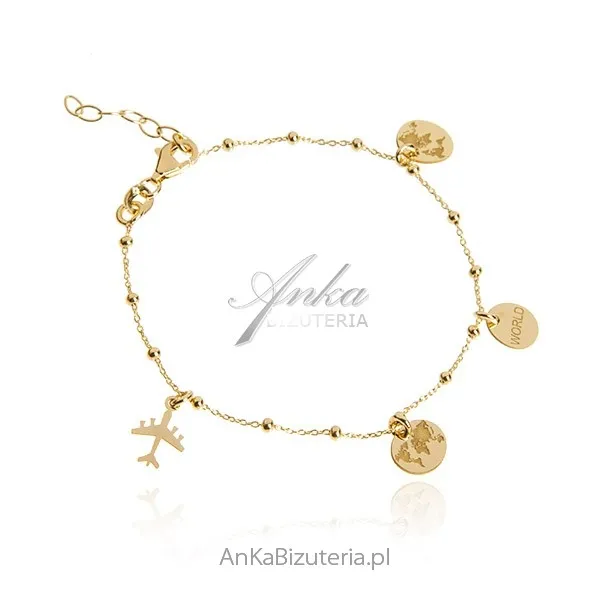 Srebrna bransoletka pozłacana "around the world"