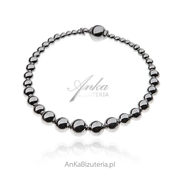 Bransoletka srebrna  kule  na magnes