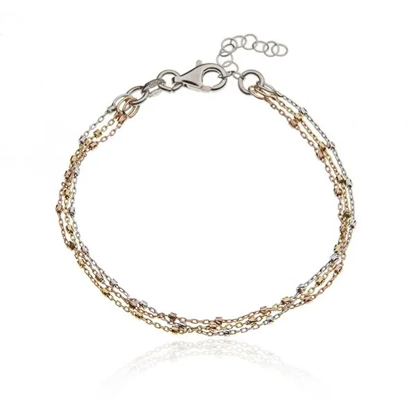 Srebrna bransoletka w trzech kolorach z kosteczkami