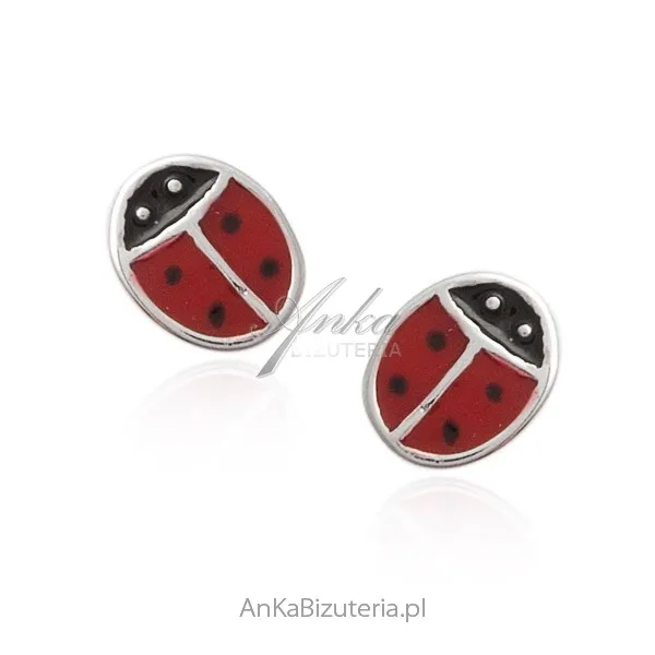 Kolczyki srebrne dziecięce biedronki