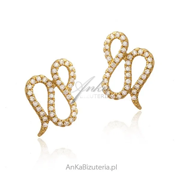 Srebrne kolczyki pozłacane z cyrkoniami
