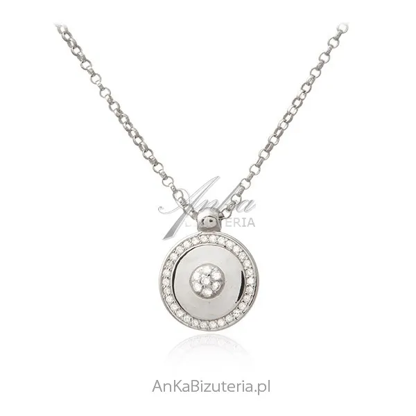 Srebrny naszyjnik   z mikrocyrkoniamii - piękna biżuteria włoska