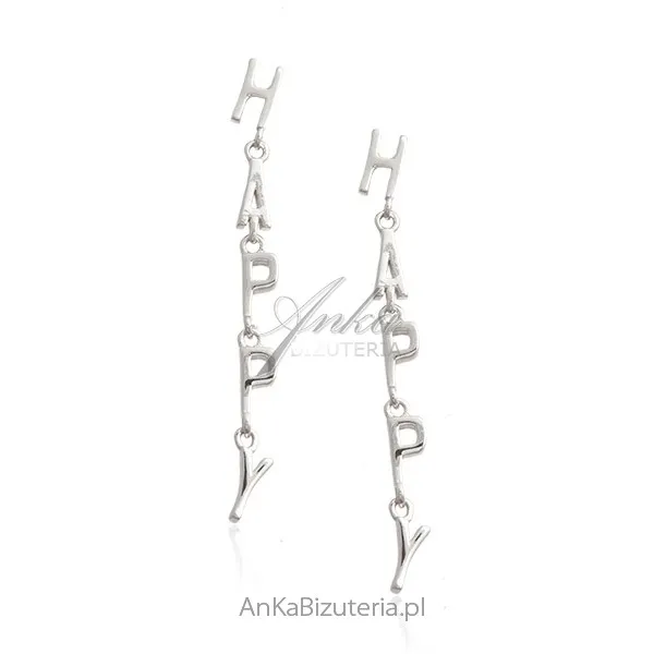 Kolczyki srebrne  happy