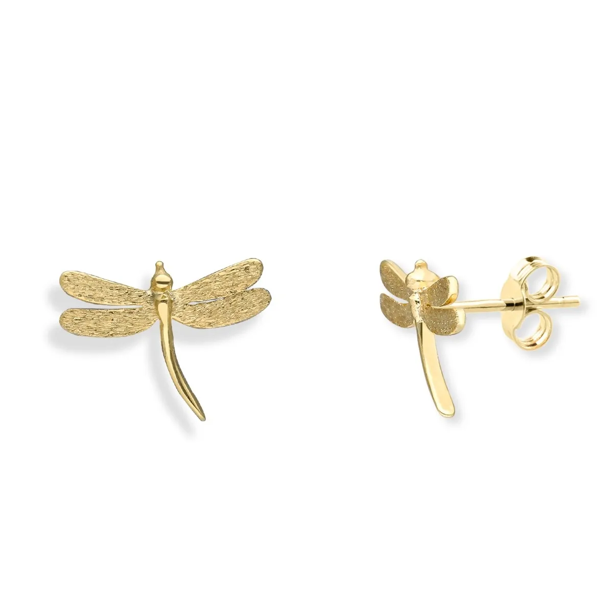 Kolczyki srebrne pozłacane ważki