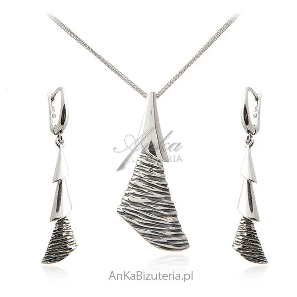 Biżuteria srebrna oksydowana  - komlet choinka