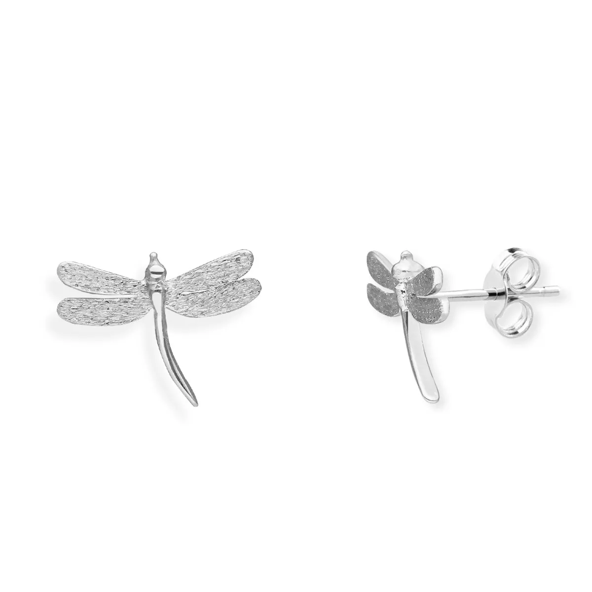 Kolczyki srebrne ważki satynowane